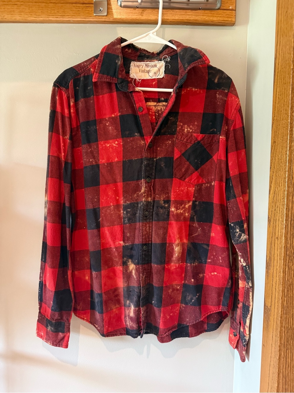Angry minnow Yellowstone Patch Red & Black Plaid Shirt Jacket - Picture 2 of 2
